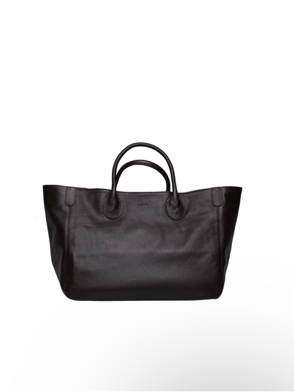 Beck Large Classic Dark Chocolate Brown Pebble Grained Leather Bag New